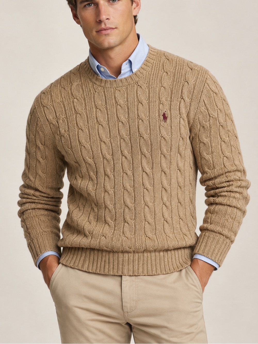 Polo Ralph Lauren Men’s Cable Knit Sweater Size M preppy Old Money Quiet Luxury